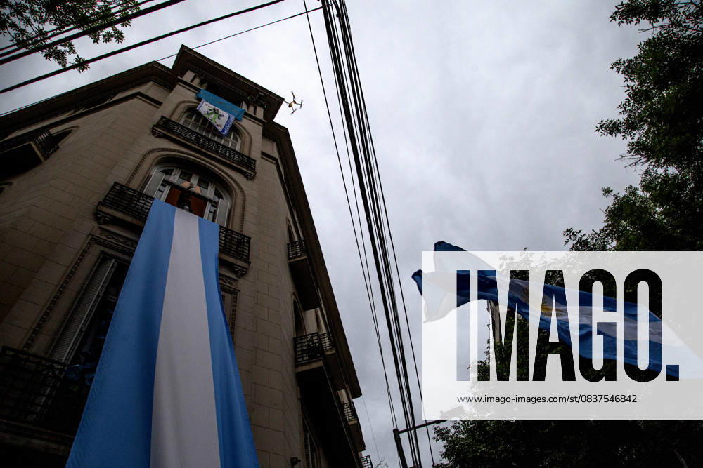 On Peronist Loyalty Day, 80 years after October 17, 1945, Peronist protesters marched to greet Cristina Kirchner, the current leader of Peronism, at 1111 San Jose Street in Buenos Aires, where she is serving house arrest. Cristina greets her followers from the balcony of her home. Buenos Aires Argentina - ZUMAr233 20251017_zip_r233_010