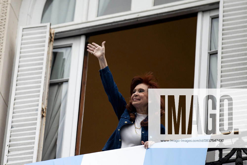 On Peronist Loyalty Day, marking 80 years since the mass demonstrations of October 17, 1945, that brought Juan Domingo Peron to power and became a cornerstone of Argentinas Peronist movement, supporters gathered in Buenos Aires to greet CRISTINA FERNÃNDEZ DE KIRCHNER, the current leader of Peronism, at her residence on San Josà Street, where she is under house arrest. Kirchner greeted her followers from the balcony of her home. Buenos Aires Argentina - ZUMAr233 20251017_zip_r233_005