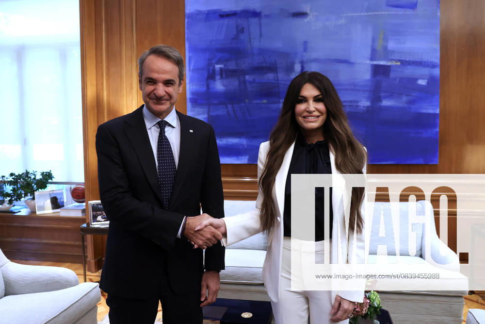 Greek PM Mitsotakis - US Ambassador to Greece Kimberly Guilfoyle meeting in Athens ATHENS, GREECE - NOVEMBER 5: Greek Prime Minister Kyriakos Mitsotakis (L) meets with new US Ambassador to Greece, Kimberly Guilfoyle (R) at Maximos mansion, in Athens, Greece, on November 5, 2025. Costas Baltas Anadolu Athens Greece. Editorial use only. Please get in touch for any other usage.