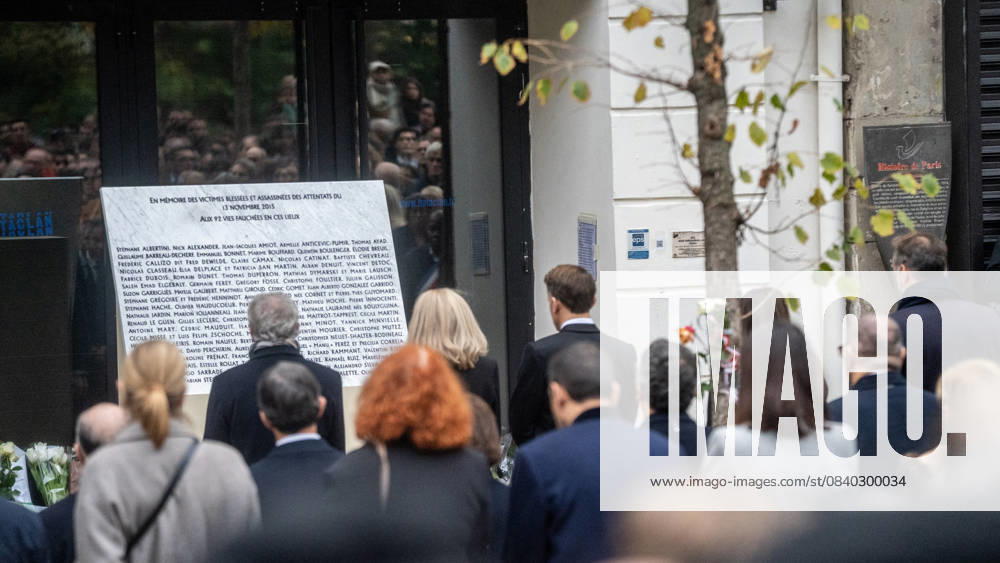 President Emmanuel Macron, Brigitte Macron at the tribute to the victims of the 13 November 2015 attacks in front of the Bataclan ten years after 13 November 2025 Charles Cohen Boyer Bestimage Tribute to the victims of the 13 November 2015 attacks in front of the Bataclan ten years after 13 November 2025 Paris France