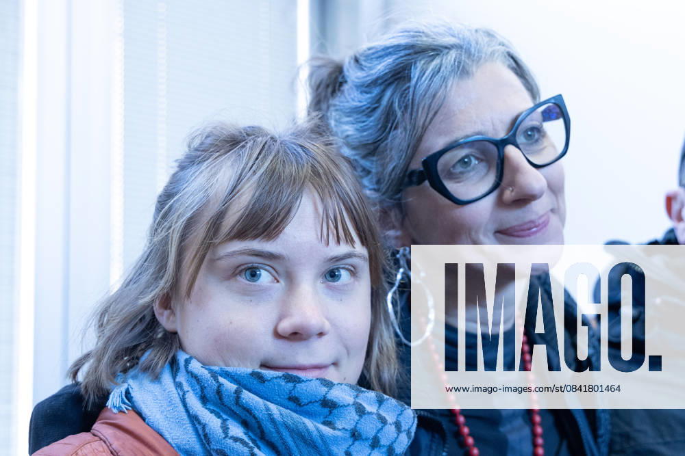Greta Thunberg and Francesca Albanese participate in the conference Rebuild Justice at the Faculty of Law of Roma Tre University in Rome.