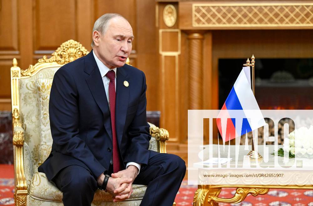 Turkmenistan Russia 9069942 12.12.2025 Russian President Vladimir Putin attends a meeting with Turkmen President Serdar Berdimuhamedov in Ashgabat, Turkmenistan. Kristina Kormilitsyna Sputnik Ashgabat Turkmenistan