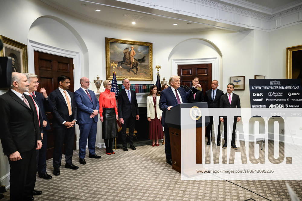 President Donald Trump makes an announcement on prescription drug prices in the Roosevelt Room President Donald Trump makes an announcement on prescription drug prices in the Roosevelt Room, Friday, December 19, 2025., Credit:Joyce N. Boghosian Avalon
