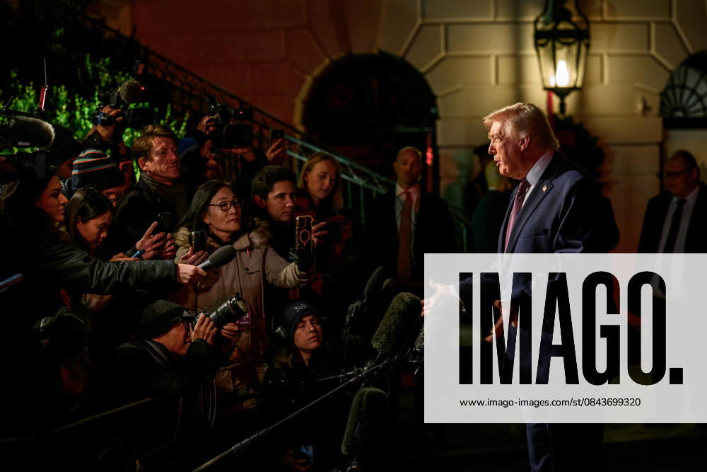 President Donald Trump speaks to members of the media before boarding Marine One on the South Lawn of the White House en route Joint Base Andrews, Maryland on Friday, December 19, 2025, for a trip to Rocky Mount, North Carolina., Credit:Joyce N. Boghosian Avalon