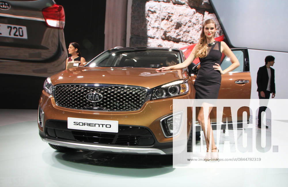 Paris Motor Show 2014 PARIS, FRANCE - OCTOBER 2: The KIA Sorento by South Korean automaker Kia Motors is presented during the Paris Motor Show Mondial de l Automobile in Paris, France on 02 October 2014. The Paris Motor Show, which takes place every two years, runs from 04 to 19 October 2014 with international car makers presenting their latest models and studies.Infiniti Q70 Paris Ile-de-France. Editorial use only. Please get in touch for any other usage.