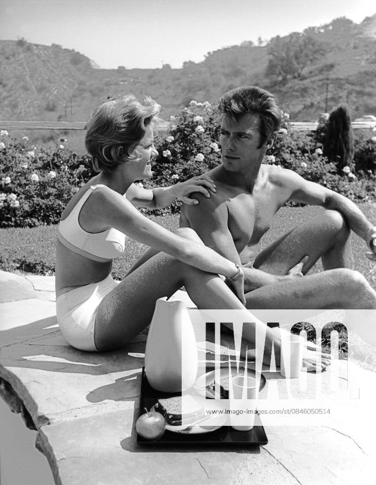 Clint Eastwood and wife Maggie Johnson at home 1961