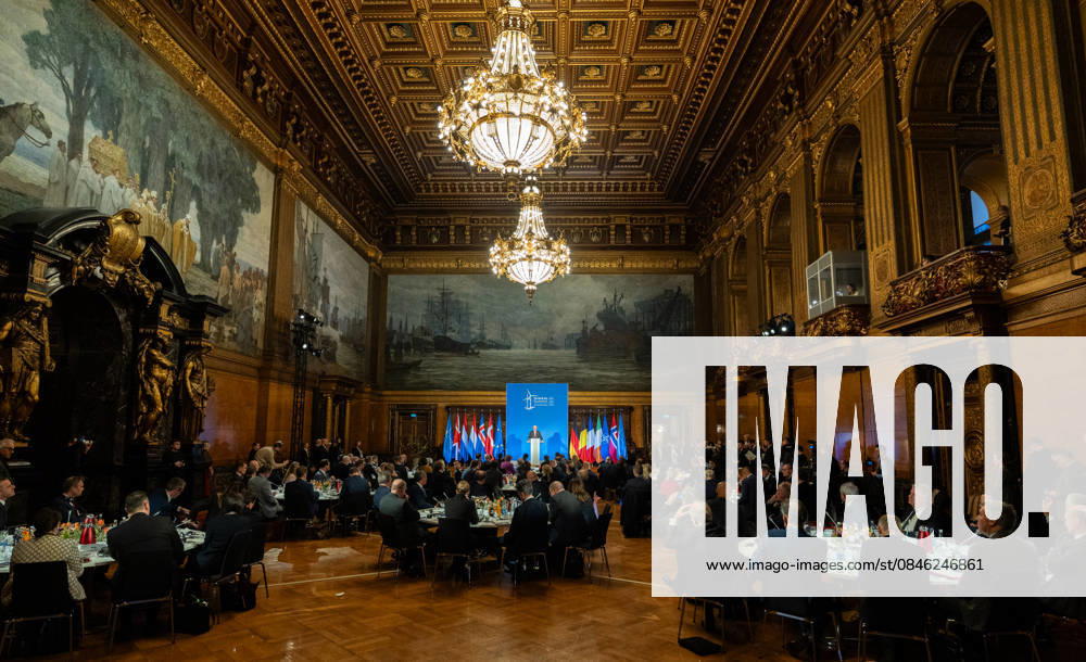 Federal Chancellor Friedrich Merz gives a speech in Hamburg City Hall to the participants of the 3rd North Sea Summit 2026 in Hamburg, Germany 3 North Sea Summit 2026 in Hamburg, Germany, Hamburg Hamburg Germany City Hall, Townhall