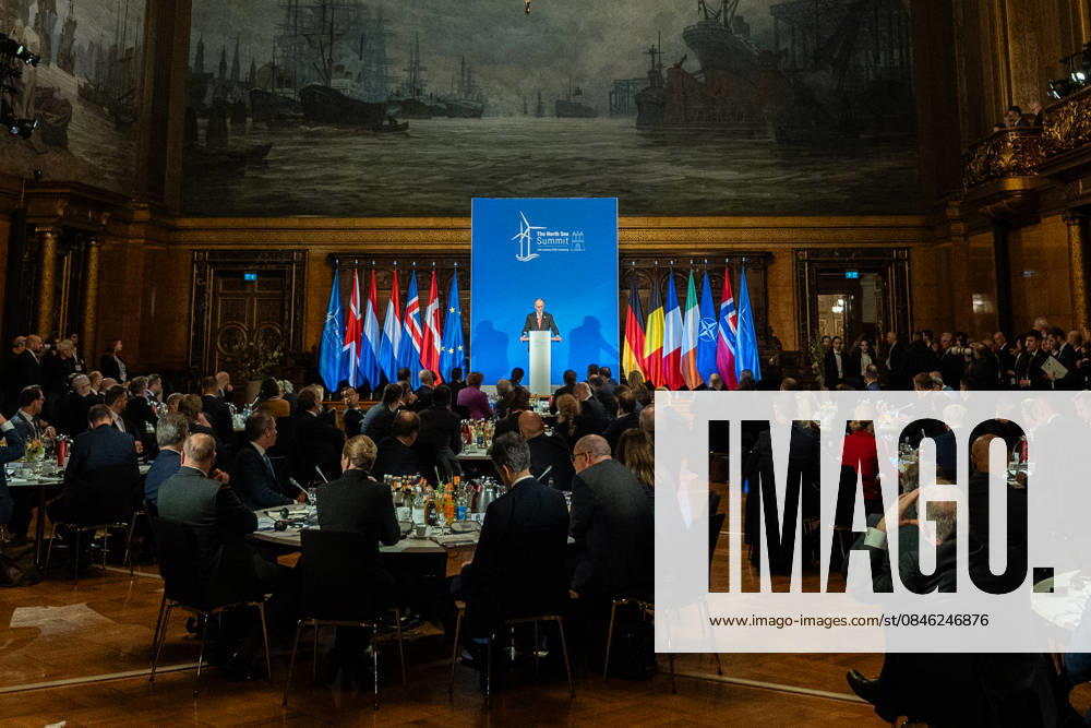 Federal Chancellor Friedrich Merz gives a speech in Hamburg City Hall to the participants of the 3rd North Sea Summit 2026 in Hamburg, Germany 3 North Sea Summit 2026 in Hamburg, Germany, Hamburg Hamburg Germany City Hall, Townhall