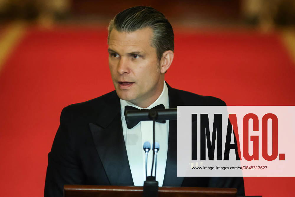 United States Secretary of War Pete Hegseth leads the prayer during the Governors Dinner in the East Room of the White House on February 21, 2025 in Washington, D.C.
