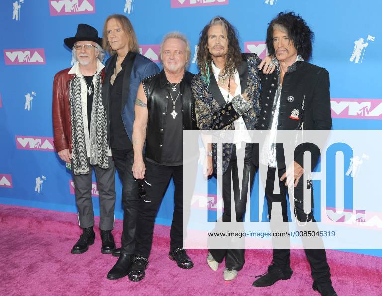 NEW YORK, NY - August 20: Joey Kramer, Brad Whitford, Tom Hamilton, Steven Tyler and Joe Perry from Aerosmith attends the 2018 MTV Video Music Awards at Radio City Music Hall on August 20, 2018 in New York City. Photo
