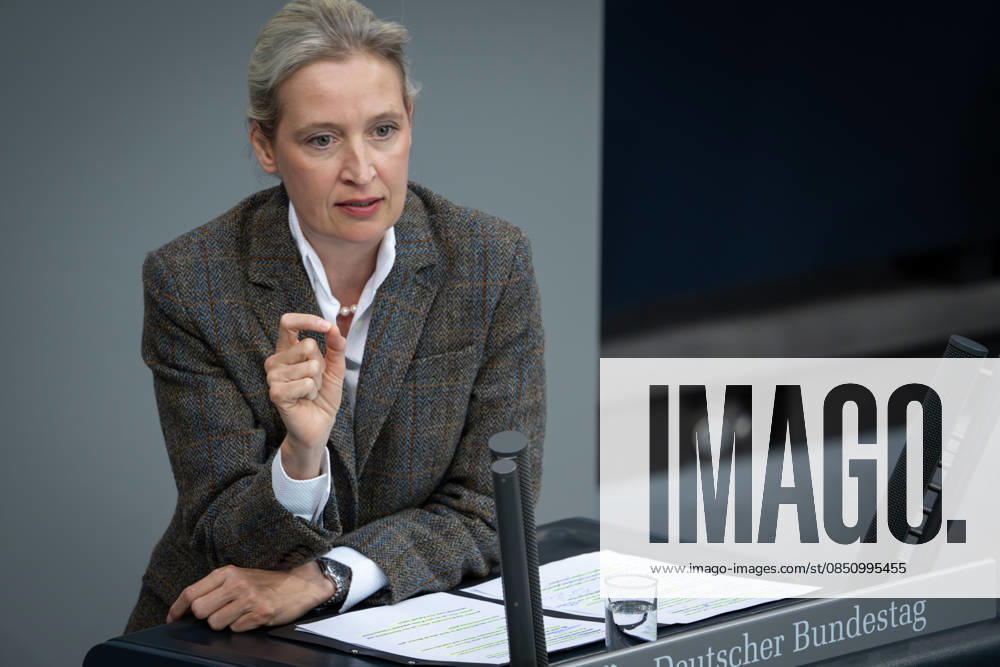 German Bundestag, 64th plenary session Alice Weidel AfD in portrait during her speech on the agenda item government statement on the European Council at the 64th session of the German Bundestag in Berlin, 18 03 2026 Berlin Berlin Germany