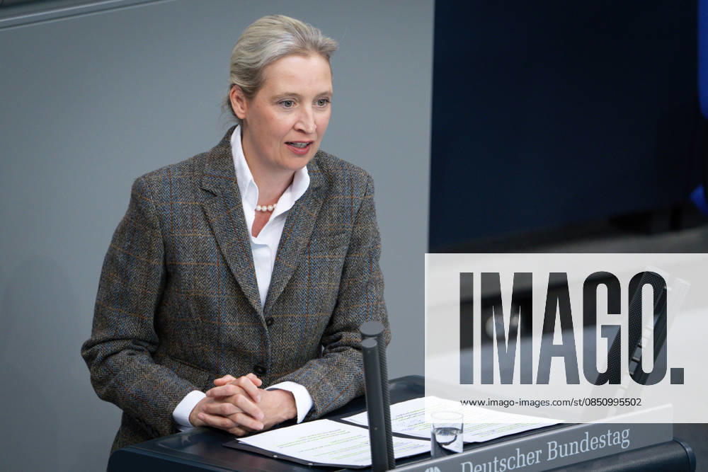 German Bundestag, 64th plenary session Alice Weidel AfD in portrait during her speech on the agenda item government statement on the European Council at the 64th session of the German Bundestag in Berlin, 18 03 2026 Berlin Berlin Germany
