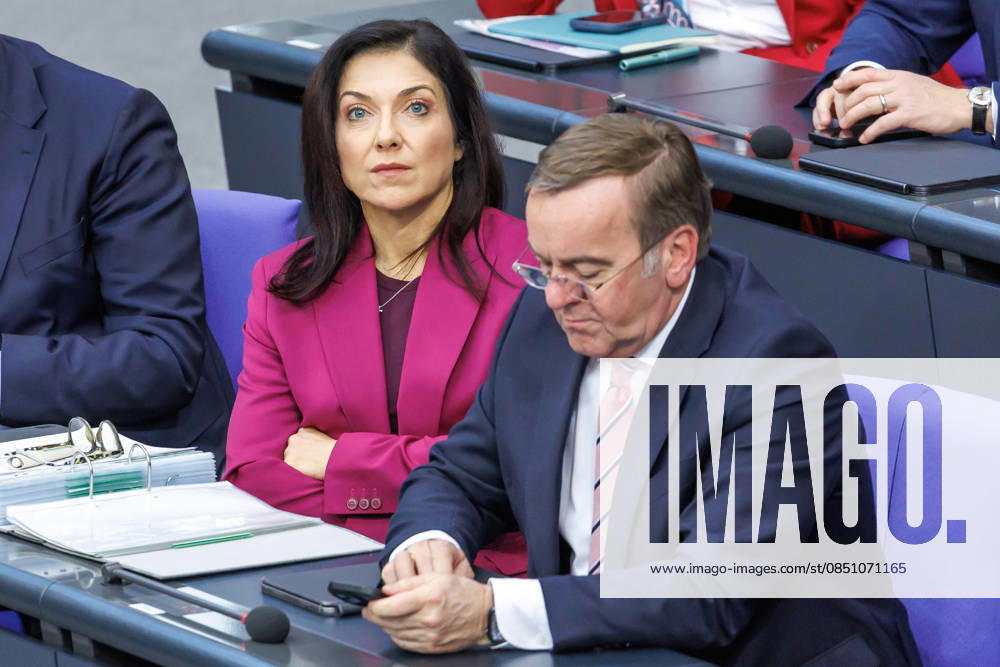 Bundestag Katherina Reiche CDU , Federal Minister for Economic Affairs and Energy, and Boris Pistorius SPD , Federal Minister of Defense, in the German Bundestag on 18 03 26 in Berlin Berlin Berlin Germany Bundestag