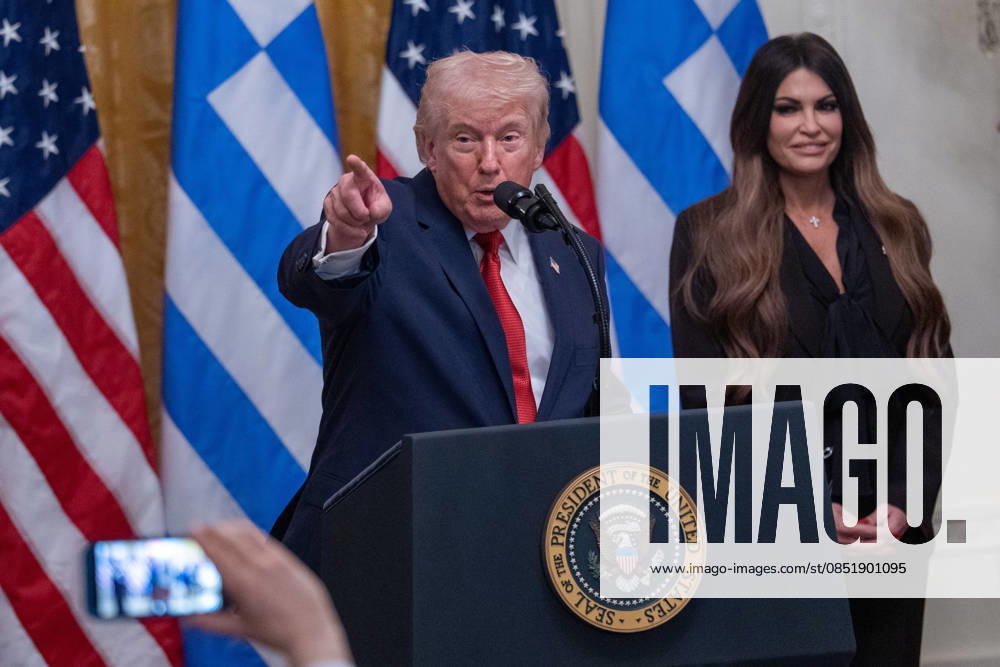 President DONALD TRUMP and US Ambassador to Greece KIMBERLY GUILFOYLE participate in a Greek Independence Day celebration in the East Room of the White House in Washington, D.C. Washington USA - ZUMAl312 20260326_znp_l312_008