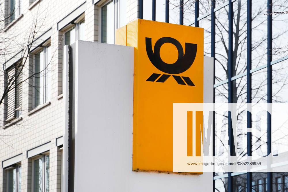 German Post, Parcel acceptance, Postal charges, Parcel charges, Mail order business, Post symbol to a Stele in a Industrial estate 1131608816