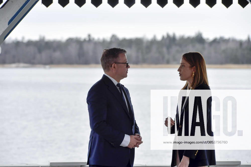 LKS 20260416 Finnish Prime Minister Petteri Orpo (L) meets with European Parliament President Roberta Metsola at the Prime Minister s official residence Kesäranta in Helsinki, Finland, on April 16, 2026. - KIMMO PENTTINEN Helsinki Finland