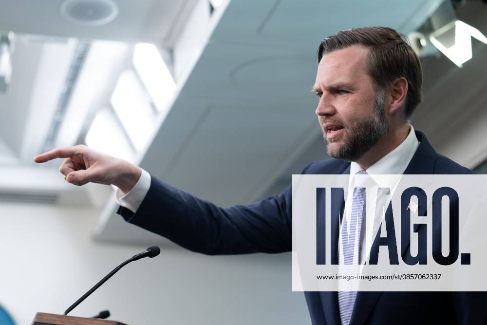 Vice President JD Vance gives remarks during a press conference in the James Brady Press Briefing Room of the White House in Washington, DC on Tuesday, May 19, 2026. Vance defended the creation of a $1.8 billion Department of Justice fund that would compensate certain individuals who were investigated and prosecuted by the Biden Administration. WAP20250519011 AARONxSCHWARTZ