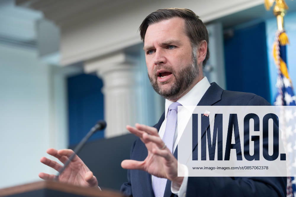 Vice President JD Vance gives remarks during a press conference in the James Brady Press Briefing Room of the White House in Washington, DC on Tuesday, May 19, 2026. Vance defended the creation of a $1.8 billion Department of Justice fund that would compensate certain individuals who were investigated and prosecuted by the Biden Administration. WAP20250519037 AARONxSCHWARTZ