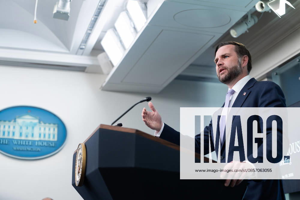 Vice President JD Vance gives remarks during a press conference in the James Brady Press Briefing Room of the White House in Washington, DC on Tuesday, May 19, 2026. Vance defended the creation of a $1.8 billion Department of Justice fund that would compensate certain individuals who were investigated and prosecuted by the Biden Administration. WAP20260519613 AARONxSCHWARTZ