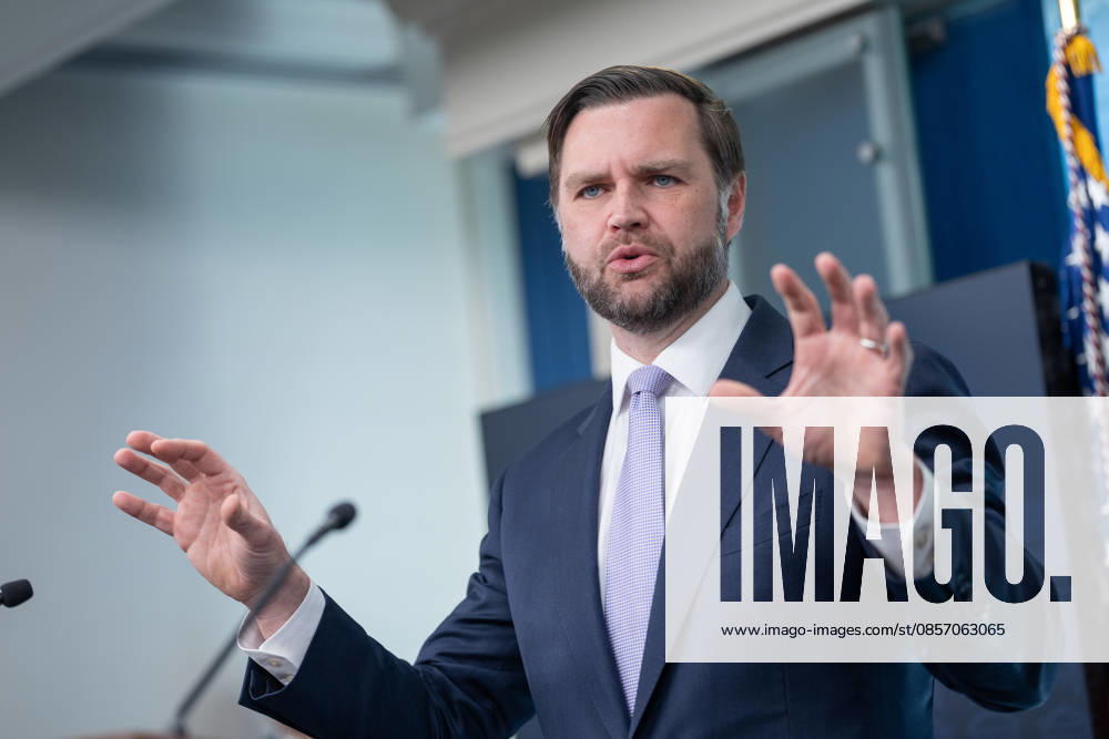 Vice President JD Vance gives remarks during a press conference in the James Brady Press Briefing Room of the White House in Washington, DC on Tuesday, May 19, 2026. Vance defended the creation of a $1.8 billion Department of Justice fund that would compensate certain individuals who were investigated and prosecuted by the Biden Administration. WAP20260519617 AARONxSCHWARTZ