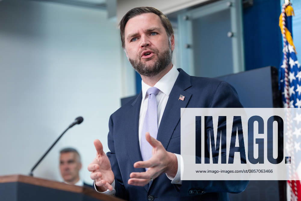 Vice President JD Vance gives remarks during a press conference in the James Brady Press Briefing Room of the White House in Washington, DC on Tuesday, May 19, 2026. Vance defended the creation of a $1.8 billion Department of Justice fund that would compensate certain individuals who were investigated and prosecuted by the Biden Administration. WAP20260519619 AARONxSCHWARTZ