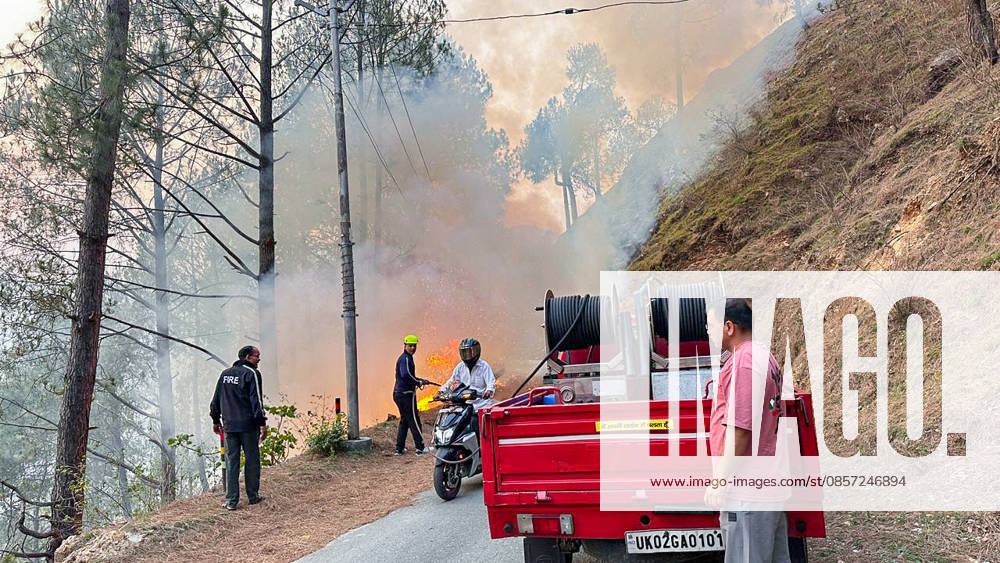 Firefighting operations underway after fire breaks out in a forest Bageshwar, May 21 (ANI): Firefighting operations underway after fire breaks out in a forest, in Bageshwar on Thursday. Bageshwar Uttarakhand India