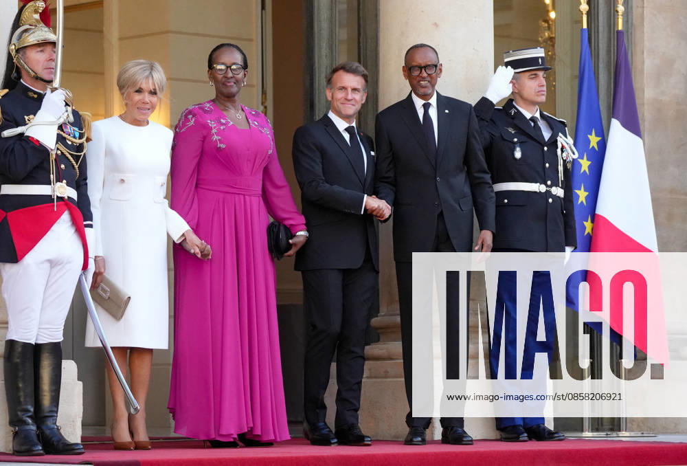 President Emmanuel Macron, Brigitte Macron, Paul Kagame, President of the Republic of Rwanda, and his wife Jeannette Kagame The French presidential couple will host the President of Rwanda and his wife at the Elysée Palace in Paris for a state dinner on 2 June 2026 Anne Sophie Guebey Bestimage The French presidential couple will host the President of Rwanda and his wife at the Elysée Palace in Paris for a state dinner on 2 June 2026 Paris France