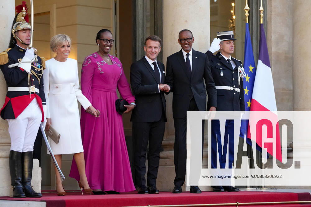 President Emmanuel Macron, Brigitte Macron, Paul Kagame, President of the Republic of Rwanda, and his wife Jeannette Kagame The French presidential couple will host the President of Rwanda and his wife at the Elysée Palace in Paris for a state dinner on 2 June 2026 Anne Sophie Guebey Bestimage The French presidential couple will host the President of Rwanda and his wife at the Elysée Palace in Paris for a state dinner on 2 June 2026 Paris France