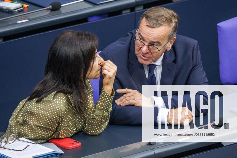 German Bundestag: Katherina Reiche (CDU), Federal Minister for Economic Affairs and Energy, and Boris Pistorius (SPD), Federal Minister of Defense, at the German Bundestag on July 9, 2026, in Berlin, Berlin, Berlin, Germany, Bundestag