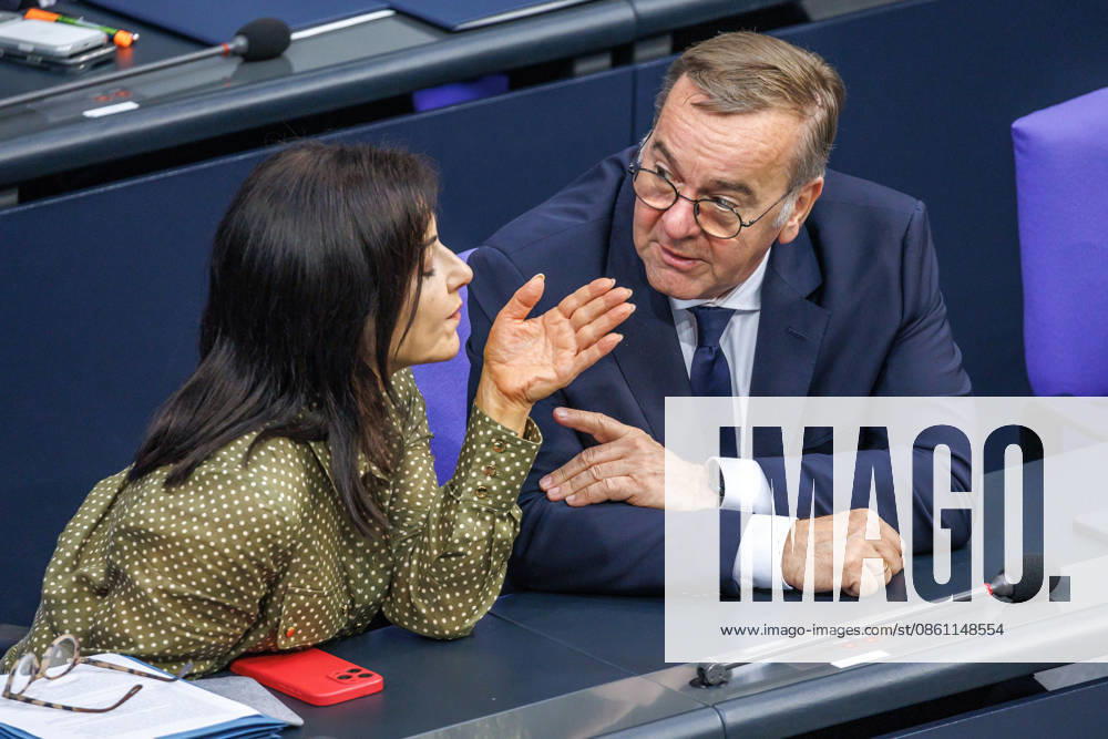 German Bundestag: Katherina Reiche (CDU), Federal Minister for Economic Affairs and Energy, and Boris Pistorius (SPD), Federal Minister of Defense, at the German Bundestag on July 9, 2026, in Berlin, Berlin, Berlin, Germany, Bundestag