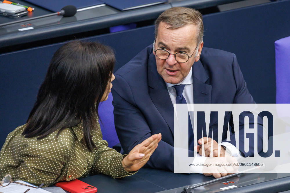 German Bundestag: Katherina Reiche (CDU), Federal Minister for Economic Affairs and Energy, and Boris Pistorius (SPD), Federal Minister of Defense, at the German Bundestag on July 9, 2026, in Berlin, Berlin, Berlin, Germany, Bundestag