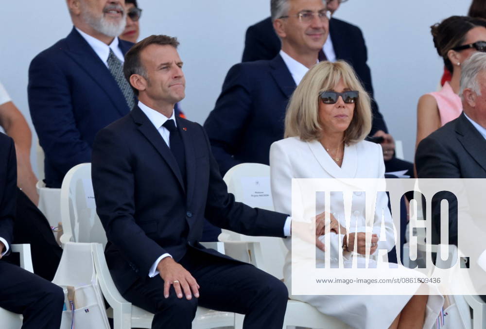 President Emmanuel Macron and Brigitte Macron at the July 14 military ceremony in Paris Jacovides Liewig Bestimage Bastille Day military parade on July 14, 2026, Paris, France