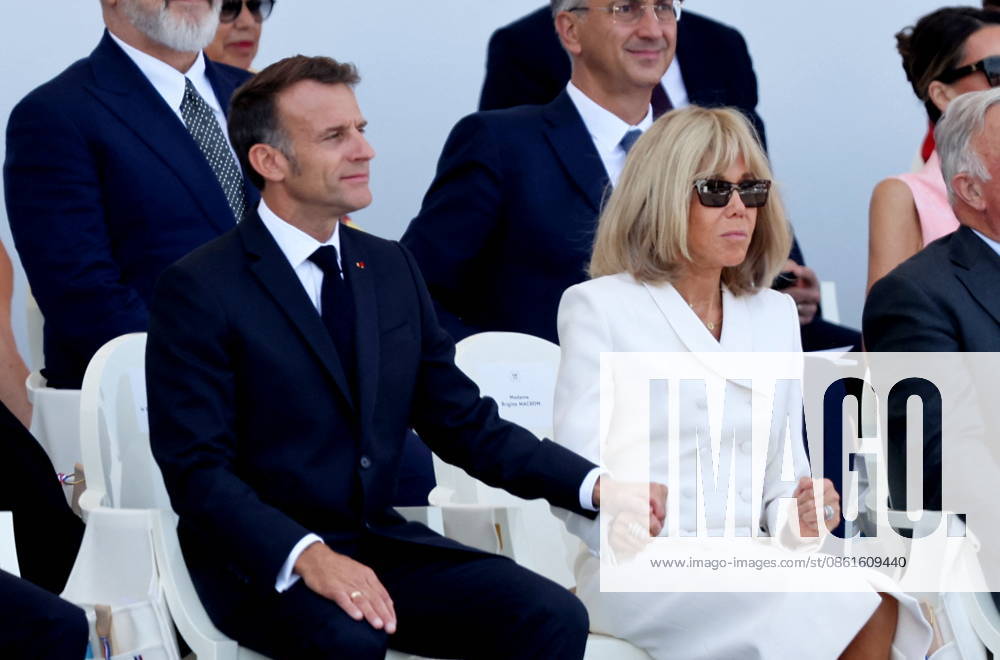 President Emmanuel Macron and Brigitte Macron at the July 14 military ceremony in Paris Jacovides Liewig Bestimage Bastille Day military parade on July 14, 2026, Paris, France
