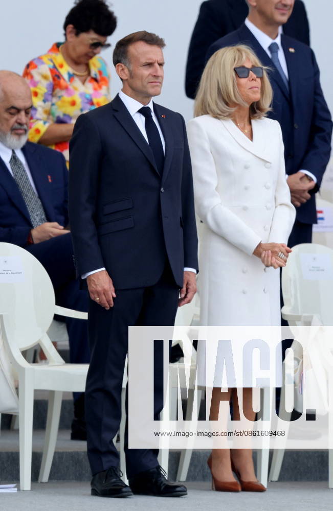 President Emmanuel Macron and Brigitte Macron at the July 14 military ceremony in Paris Jacovides Liewig Bestimage Bastille Day military parade on July 14, 2026, Paris, France