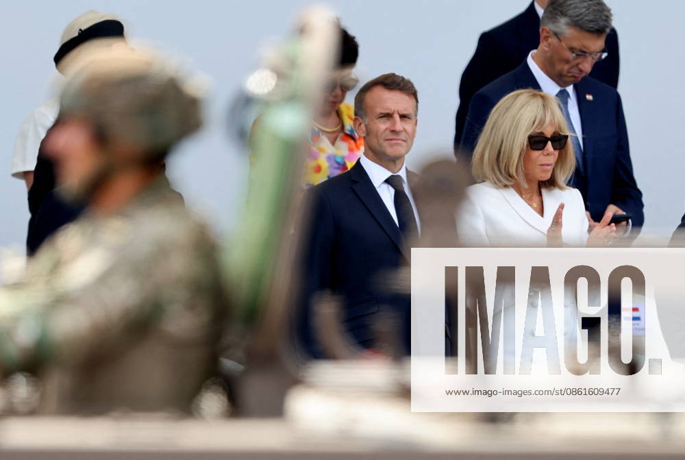 President Emmanuel Macron and Brigitte Macron at the July 14 military ceremony in Paris Jacovides Liewig Bestimage Bastille Day military parade on July 14, 2026, Paris, France