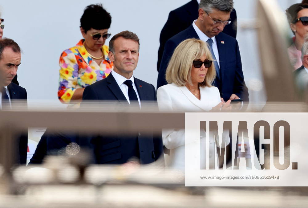 President Emmanuel Macron and Brigitte Macron at the July 14 military ceremony in Paris Jacovides Liewig Bestimage Bastille Day military parade on July 14, 2026, Paris, France