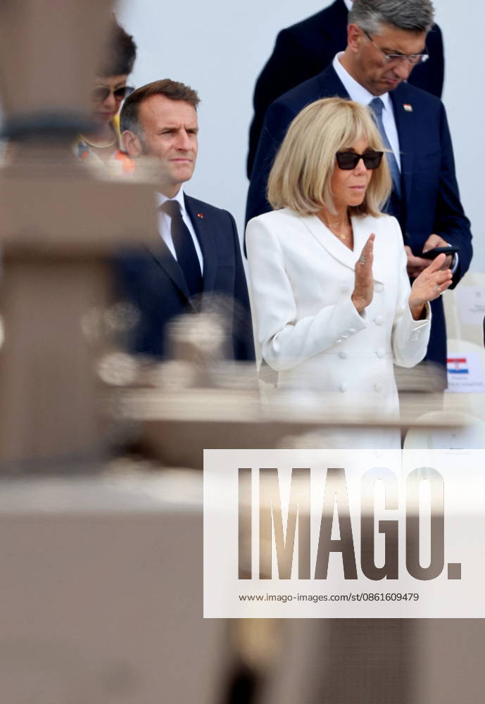 President Emmanuel Macron and Brigitte Macron at the July 14 military ceremony in Paris Jacovides Liewig Bestimage Bastille Day military parade on July 14, 2026, Paris, France