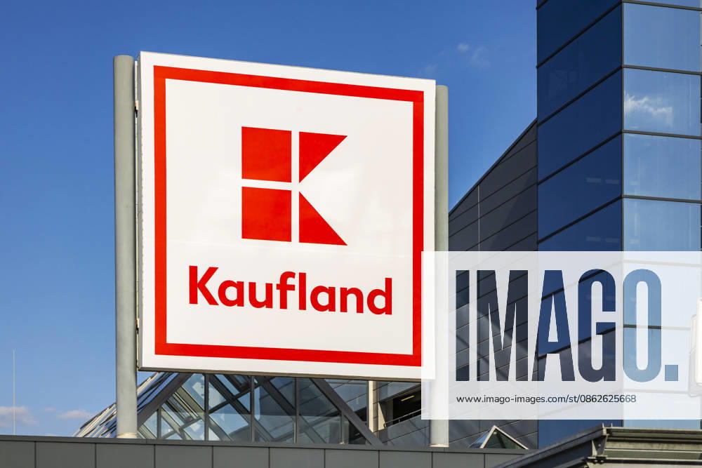 Logo at the Kaufland supermarket in Neckarsulm, July 23, 2026, Neckarsulm, Baden-Württemberg, Germany