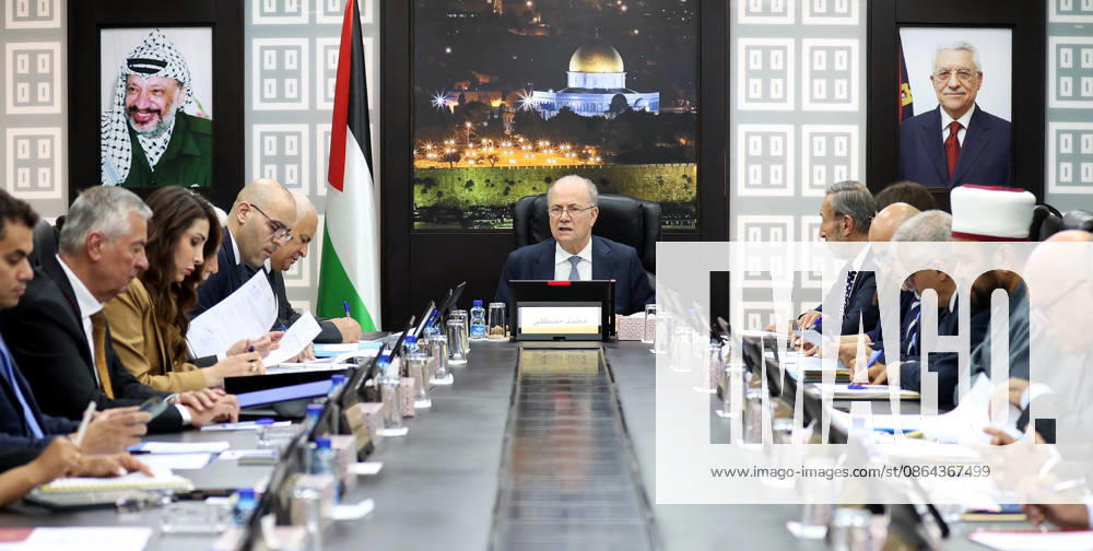 Palestinian Prime Minister Chairs Weekly Cabinet Meeting in Ramallah Palestinian Prime Minister Mohammad Mustafa chairs the weekly cabinet meeting in Ramallah, West Bank, on August 18, 2026. Mustafa affirmed support for Palestinians in villages targeted by attacks by the Israeli army and settlers, and directed authorities to accelerate responses to urgent needs and provide emergency financial allocations to a number of villages. Photo by Prime Minister Office apaimages Ramallah West Bank Palestinian Territory 180826_Ramallah_PMO_00(3)