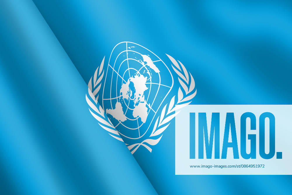 3D-Illustration einer wehenden Flagge der Vereinten Nationen A United Nations waving flag 3d illustration (License=RF)