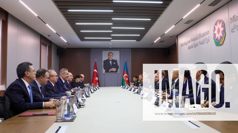 Turkish Foreign Minister Hakan Fidan BAKU, AZERBAIJAN - SEPTEMBER 15: (---- MANDATORY CREDIT - TURKISH FOREIGN MINISTRY HANDOUT - NO MARKETING NO ADVERTISING CAMPAIGNS - DISTRIBUTED AS A SERVICE TO CLIENTS----) Turkish Foreign Minister Hakan Fidan and Azerbaijani Foreign Minister Jeyhun Bayramov hold inter delegation meeting in Baku, Azerbaijan on September 15, 2026. Turkish Foreign Ministry Anadolu Baku Azerbaijan. Editorial use only. Please get in touch for any other usage.