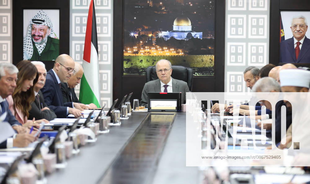 Palestinian Prime Minister Chairs Weekly Cabinet Meeting in Ramallah Palestinian Prime Minister Mohammad Mustafa chairs the weekly cabinet meeting in Ramallah, West Bank, on September 22, 2026. Mustafa briefed cabinet members on political efforts and contacts with international partners on the sidelines of the United Nations General Assembly, including efforts related to establishing a Palestinian state and the recovery and reconstruction of the Gaza Strip. Photo by Prime Minister Office apaimages Ramallah West Bank Palestinian Territory 220926_Ramallah_PPMO_00(1)
