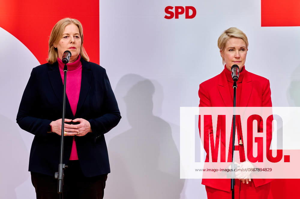Bärbel Bas and Manuela Schwesig at the press conference on the results of the state elections in Berlin and Mecklenburg-Western Pomerania at the Willy Brandt House in Berlin Bärbel Bas and Manuela Schwesig at the press conference on the results of the state elections in Berlin and Mecklenburg-Western Pomerania at the Willy Brandt House in Berlin; snapshot photography by F.