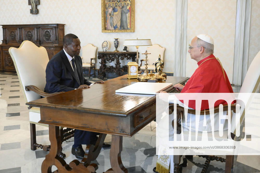 IPA89172099 - Italy, Rome, Vatican, October 1, 2026: Pope Leo XIV receives His Excellency Mr. Faustin Archange Touadera, President of the Central African Republic, in a private audience at the Vatican. Photograph by VATICAN MEDIA Catholic Press Photo