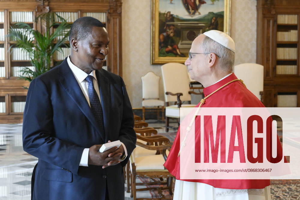 IPA89172102 - Italy, Rome, Vatican, October 1, 2026: Pope Leo XIV receives His Excellency Mr. Faustin Archange Touadera, President of the Central African Republic, in a private audience at the Vatican. Photograph by VATICAN MEDIA Catholic Press Photo