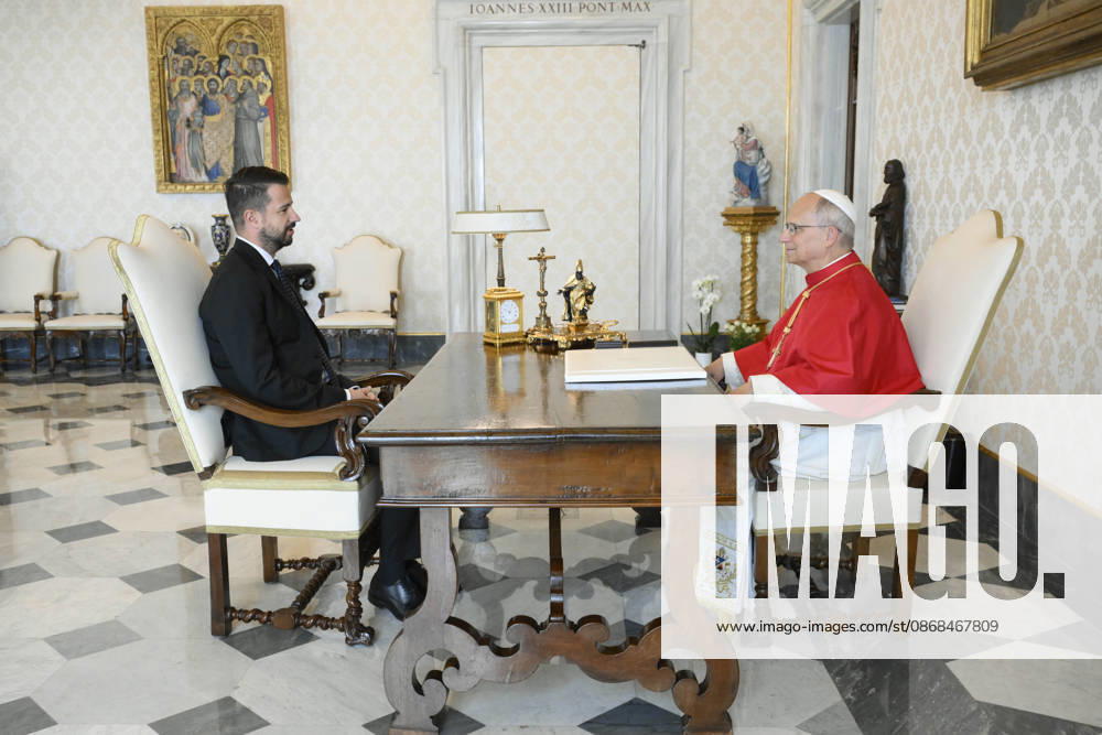 IPA89254424 - Italy, Rome, Vatican, October 3, 2026: Pope Leo XIV receives His Excellency Mr. Jakov Milatovic, President of Montenegro, in a private audience at the Vatican. Photo by VATICAN MEDIA Catholic Press Photo