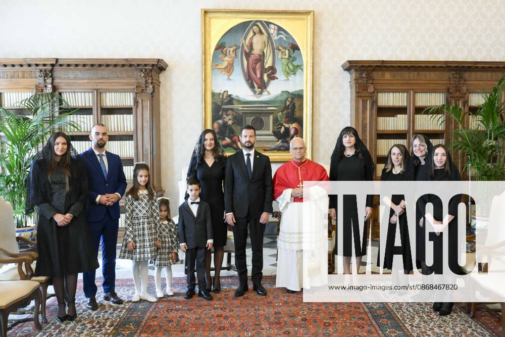 IPA89254426 - Italy, Rome, Vatican, October 3, 2026: Pope Leo XIV receives His Excellency Mr. Jakov Milatovic, President of Montenegro, in a private audience at the Vatican. Photo by VATICAN MEDIA Catholic Press Photo