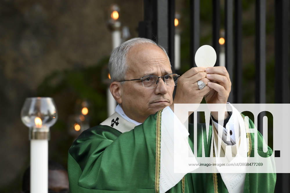 IPA89265417 - Italy, Rome, Vatican, October 3, 2026 Pope Leo XIV Pope Leo XIV celebrating Holy Mass for the Gendarmerie Corps in the Vatican Gardens, Vatican. Photograph by VATICAN MEDIA Catholic Press Photo