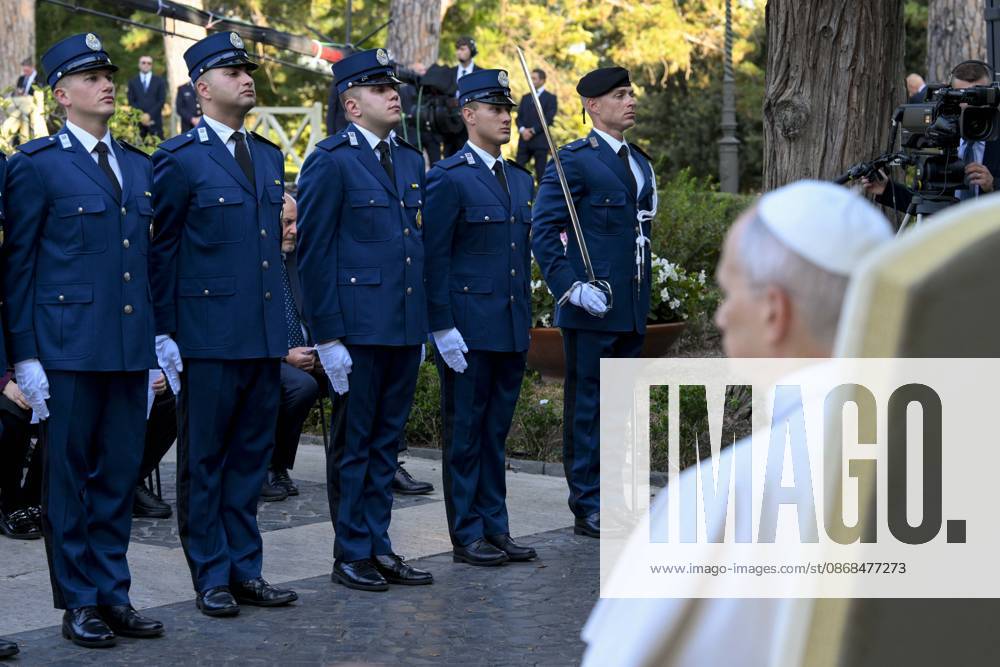 IPA89265427 - Italy, Rome, Vatican, October 3, 2026 Pope Leo XIV Pope Leo XIV celebrating Holy Mass for the Gendarmerie Corps in the Vatican Gardens, Vatican. Photo by VATICAN MEDIA Catholic Press Photo