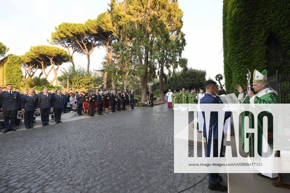 IPA89265437 - Italy, Rome, Vatican, October 3, 2026 Pope Leo XIV Pope Leo XIV celebrating Holy Mass for the Gendarmerie Corps in the Vatican Gardens, Vatican. Photo by VATICAN MEDIA Catholic Press Photo